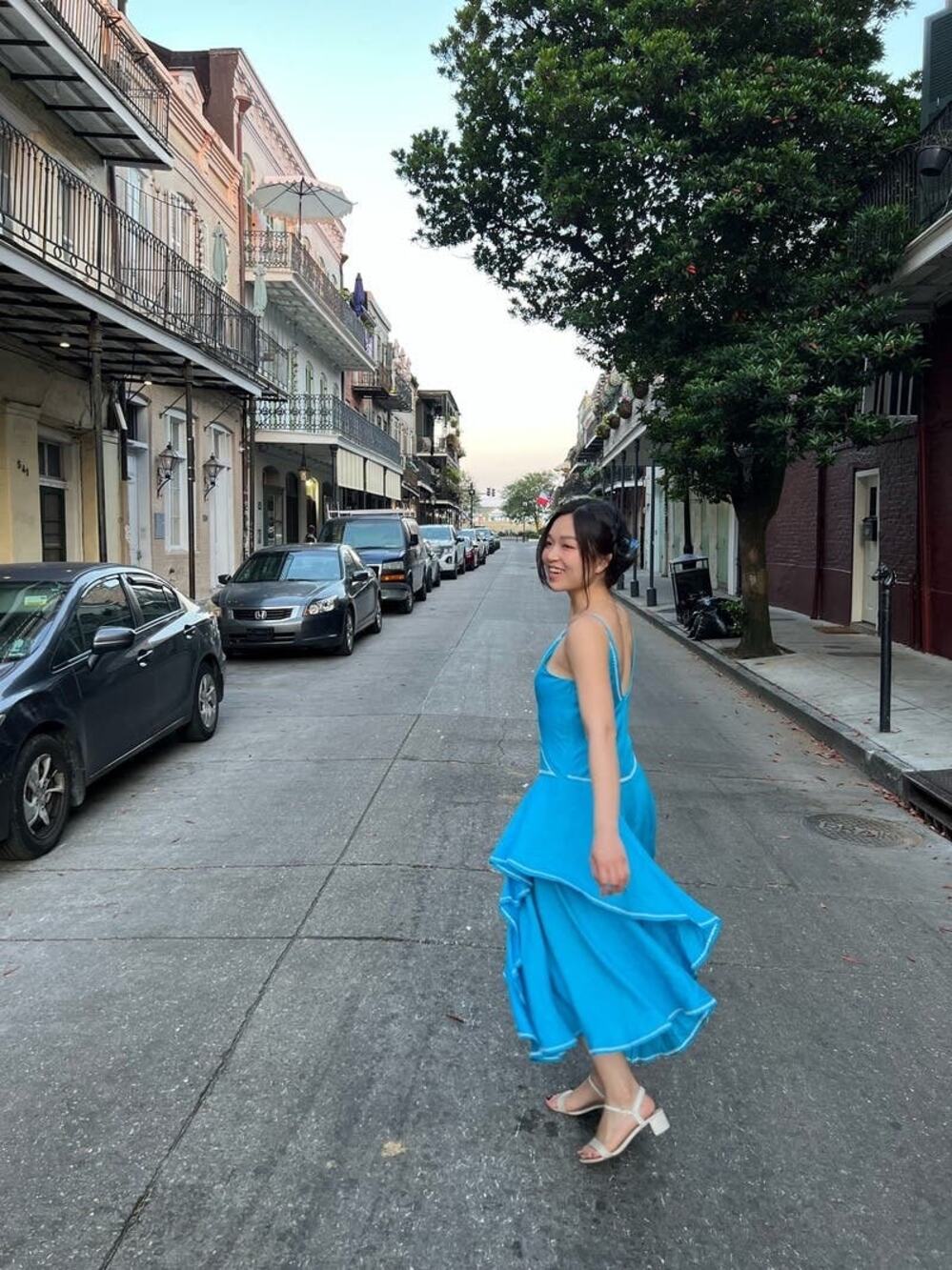 ESTEBAN CORTAZAR COLLECTIVE Aqua Hourglass White Stitch Midi Dress Size Medium